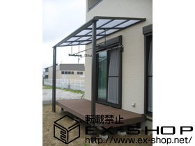 のテラス屋根 ライザーテラスII F型 単体 テラスタイプ 積雪〜20cm対応＋吊下げ物干し金物（標準）2本入り 施工例