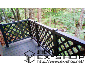 のウッドデッキ リウッドデッキII 単体＋リウッドデッキフェンス2型 ラチス格子タイプ 施工例