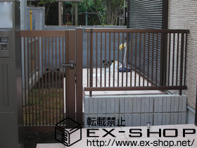 の門扉 プレシオス門扉縦格子 片開き 柱使用×2セット 施工例