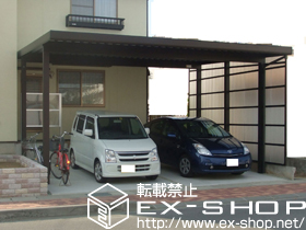 のカーポート レオンポートneo 2台用 積雪〜50cm対応+サイドパネル＜波板タイプ＞ ハイルーフ用 施工例