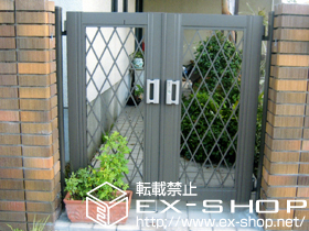 の門扉 プリレオR8型 両開き 角門柱式 施工例