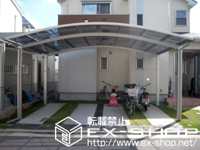 のカーポート プレシオスポート ワイド 積雪〜20cm対応＋収納式物干し 2本入り 施工例