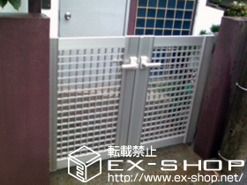 の門扉 エクスライン門扉3型 両開き　門柱仕様 施工例