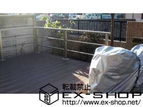 のウッドデッキ リコステージII 単体＋モダンデッキフェンス フラットラインパネル 施工例