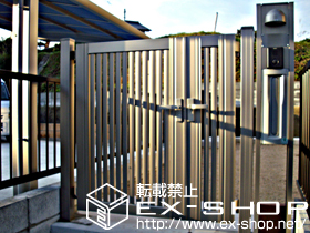 の門扉 プリレオ R4型 親子開き　柱仕様 施工例