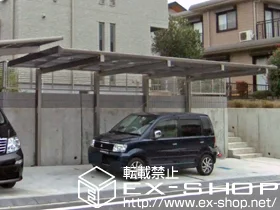 LIXIL リクシル(トステム)のカーポート マルチスクエア フラット屋根 延長 片支持 ロング柱 積雪～20cm対応 施工例
