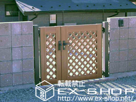 の門扉 ステイウッド門扉2型 親子開き 75角門柱使用 施工例