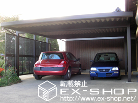 のカーポート ジーポートneo Aタイプ 2台用 積雪〜100cm対応＋サイドパネル 台形枠なし＜平板タイプ＞ 施工例