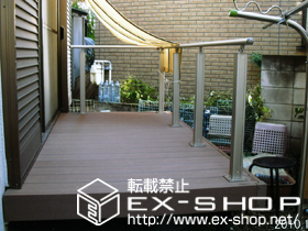 のウッドデッキ リウッドデッキII 単体+デッキフェンス シンプルモダン1型（笠木のみタイプ） 施工例