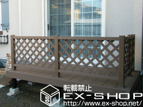 のウッドデッキ リウッドデッキ200 単体＋リウッドデッキフェンス2型 ラチス格子 施工例