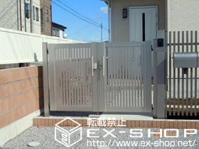 の門扉 エクスライン門扉6型 両開き 門柱仕様 施工例