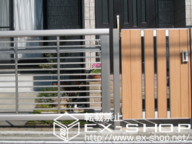 の門扉 ライフモダンII SA型 複合色 片開き 柱使用 施工例