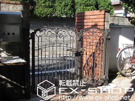 の門扉 フェスタA型 両開き親子 柱使用 施工例