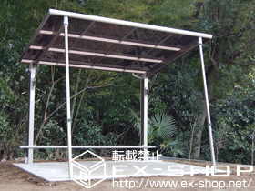 のサイクルポート・駐輪場 カムフィNex F ミニタイプ 積雪〜20cm対応＋サポートセット（29用/1,860mm）×1 竿掛けセット（2個入）×1 車止めバー（29用）×1 施工例