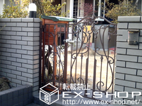 の門扉 アプローチ ルナ CL型 親子開き 吊り元門柱使用 施工例