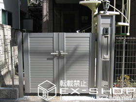 の門扉 エクスライン門扉7型 両開き 機能門柱使用 施工例