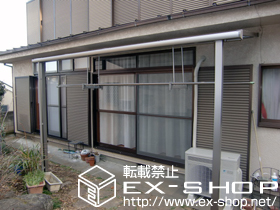 のテラス屋根 ライザーテラスII F型 テラスタイプ 単体　積雪〜20cm対応＋吊り下げ物干し　標準　2本入 施工例