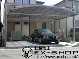 のカーポート マルチスクエア アール屋根ワイド延長 ロング柱仕様 積雪〜20cm対応 施工例