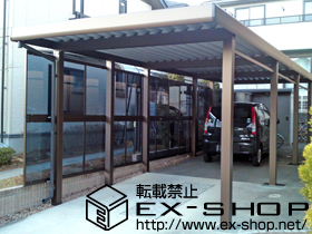 のカーポート ジーポートneo Aタイプ 縦連棟 積雪〜100cm対応＋台形枠なしサイドパネル＜平板タイプ＞ 2段タイプ 施工例