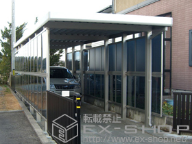 のカーポート ジーポートneo 縦連棟 積雪〜100cm対応+サイドパネル 2段両側　横材なし 施工例