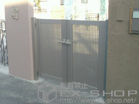 の門扉 エクスライン門扉2型 両開き 門柱仕様 施工例