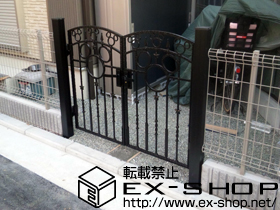 の門扉 ディズニー門扉ミッキーA型 両開き 角門柱式 施工例