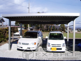 のカーポート ジーポートneo 積雪100cmＡタイプ 2台用 4本柱　角柱仕様 施工例