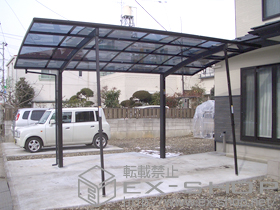 のカーポート プレシオスポート　積雪〜20cm対応+着脱式サポート（標準・ハイルーフ兼用2本入り 施工例