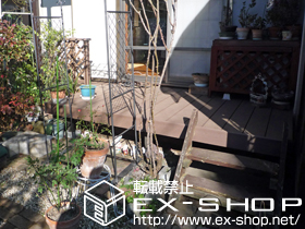 のウッドデッキ リコステージII 異型＋デッキフェンス 施工例