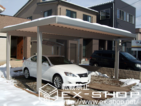 のカーポート ジーポートneo 積雪100cmＡタイプ 2台用 4本柱　積雪〜100cm対応 施工例