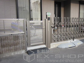 の門扉 シャレオR1型 片開き　柱仕様 施工例