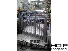 の門扉 コラゾン2型 両開き　親子仕様　柱使用 施工例