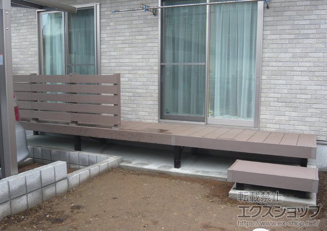 のウッドデッキ リウッドデッキ 200 連棟+リウッドデッキフェンス3型+独立式リウッドステップ 施工例