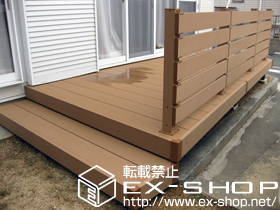 のウッドデッキ リウッドデッキ 200 単体＋段床＋独立式リウッドステップ＋リウッドデッキフェンス3型 施工例