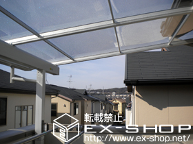 のバルコニー・ベランダ屋根 メニーウェル F1MA型 単体 出幅移動納まり 積雪〜20cm対応＋テラス柱取付型竿掛け 2本入り 施工例