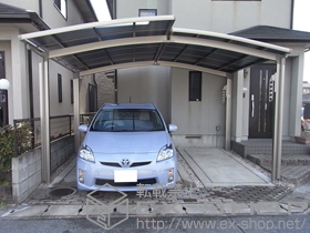 のカーポート カーブポートシグマIII M合掌 積雪〜30cm対応+収納式物干し 標準2本入 施工例