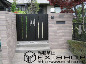 の門扉 ライフモダンII SA型 単色 両開き　柱使用 施工例