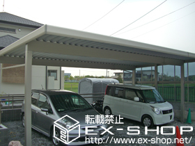 のカーポート レオンポートneo 3台用 積雪〜50cm対応+台形枠付きサイドパネル 平板タイプ 2段仕様 施工例