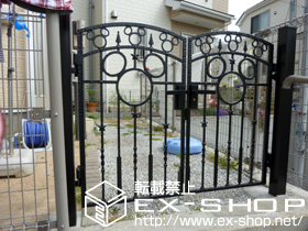 の門扉 ディズニー門扉ミッキーA型 両開き 角門柱式 施工例