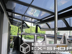 のバルコニー・ベランダ屋根 ライザーテラスII R型 出幅違い連棟 屋根タイプ 積雪〜20cm対応 施工例