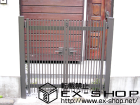 の門扉 ハイ千峰 両開き　門柱仕様 施工例