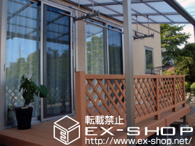 のウッドデッキ リウッドデッキ 200 単体+ステップ4型Lタイプ（3段）+ リウッドデッキフェンス2型＜ラチス格子＞ 施工例