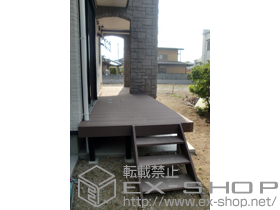 のウッドデッキ リウッドデッキ200 連棟＋リウッドステップ4型Lタイプ3段 施工例