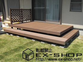 のウッドデッキ リウッドデッキ200 単体＋リウッドデッキフェンス2型 ラチス格子 施工例