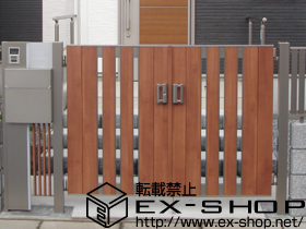 の機能門柱・ポスト ライフモダンII SA型 複合色 両開き 機能門柱使用 施工例