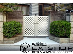 の門扉 エクスライン門扉11型 両開き 門柱使用 施工例