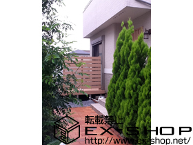 のウッドデッキ リウッドデッキ 200 単体 ＋　リウッドデッキフェンス3型（横スリット） 施工例