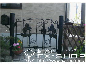 の門扉 ディズニー門扉プーさんA型 親子開き 丸門柱式・機能門柱式 施工例