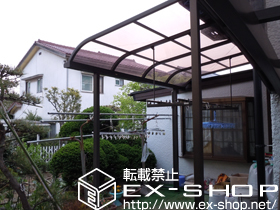 のテラス屋根 ライザーテラスII R型 テラスタイプ 単体 積雪〜20cm対応　＋　吊り下げ物干し 標準 ワイド 2本入 施工例