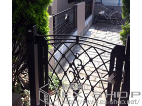 の門扉 キャスティナC型 片開き 75角門柱使用 施工例